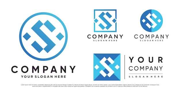 Set collection of letter s logo template for business wuith creative concept Premium Vector