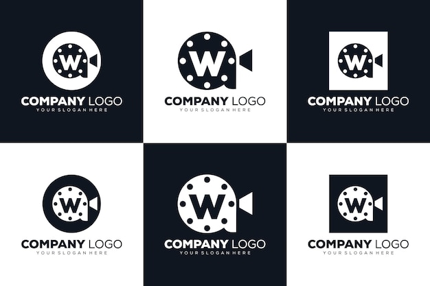 set of collection Letter W initial logo for Cinema film and videography design template