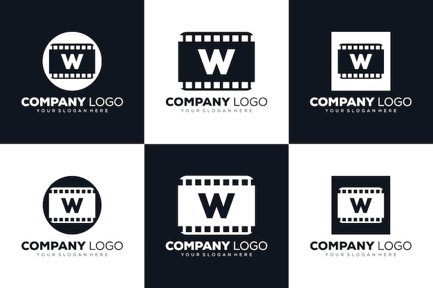 set of collection Letter W initial logo for Cinema film and videography design template