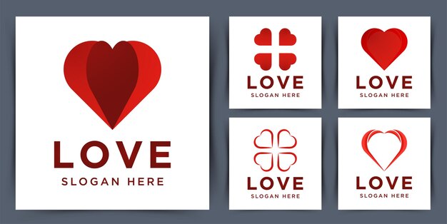 Set collection love logo design vector illustration