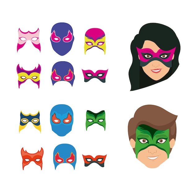 set collection mask of super hero male and female 