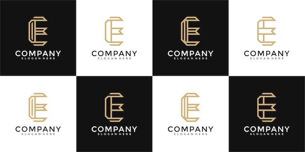 set of collection monogram letter e logo design template