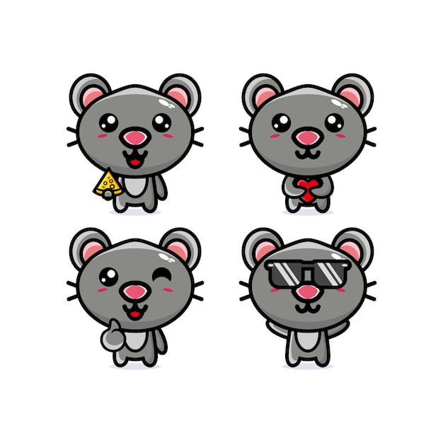 Set collection mouse mascot character design