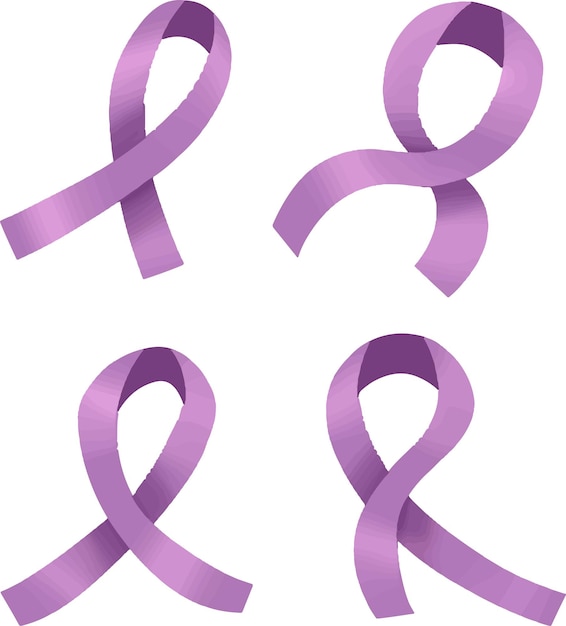 Vector set collection of pink ribbon vector flat illustration for breast cancer awareness month