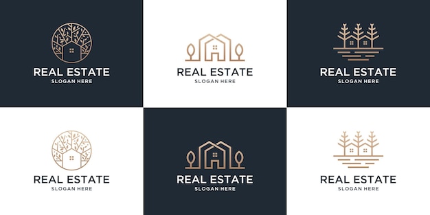 Set of collection real estate house logo template