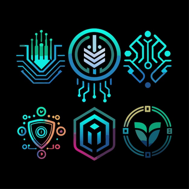 Vector set collection of technology logo icon vector design ideas