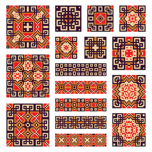 Set collections of geometrical borders and tiles