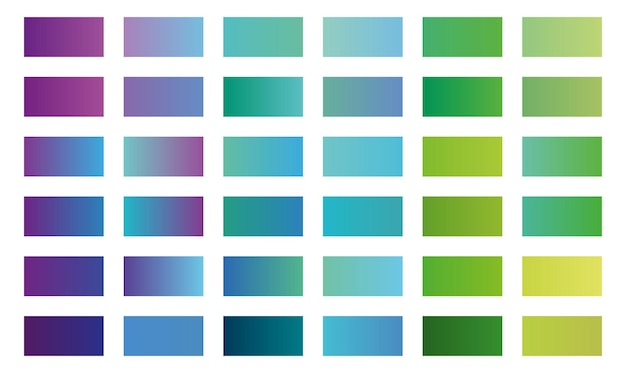 A set of color gradient fill vector swatches