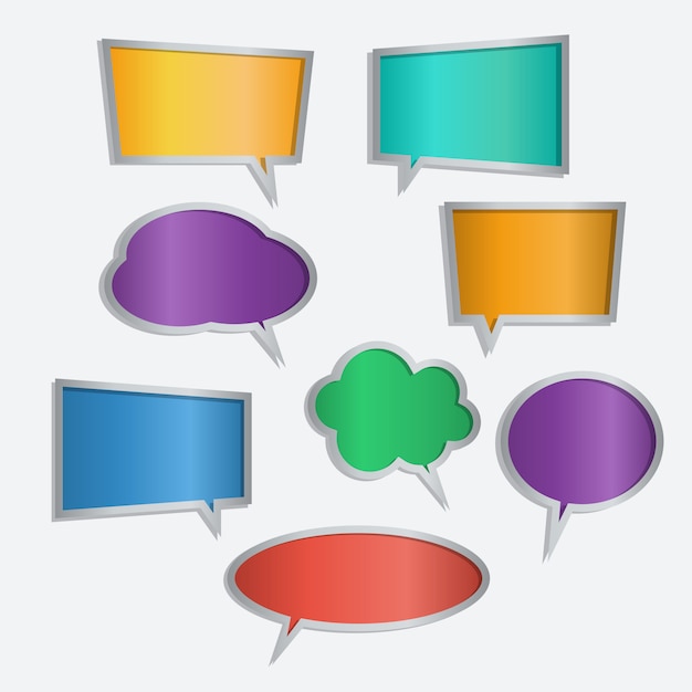  set of color speech bubble icons