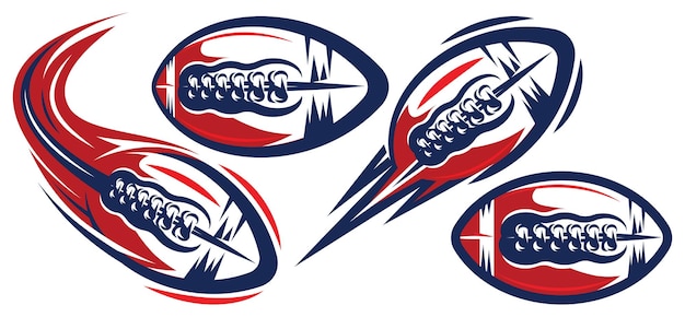 Set of color templates for American football Flying balls Elements for branding a sports team