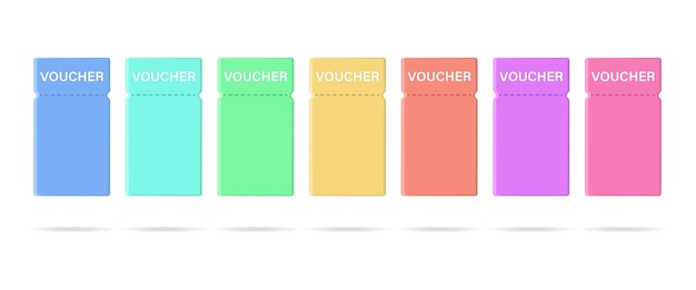 A set of colored 3d discount coupons-vouchers isolated on a white background.