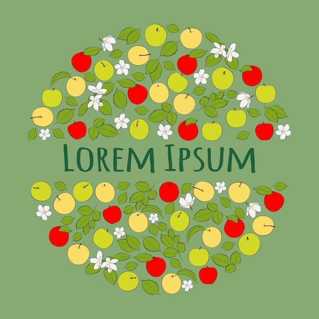 A set of colored apples in a circle with an inscription in the middle Vector graphics