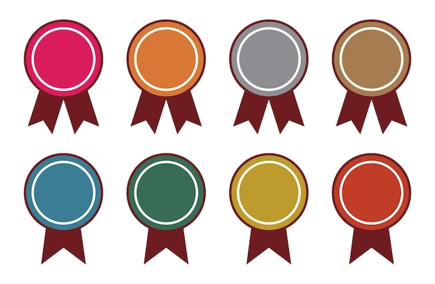 Set of colored badges labels awards in flat design set of premium medal icon