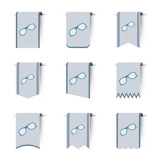 Set of colored bookmarks with Glasses