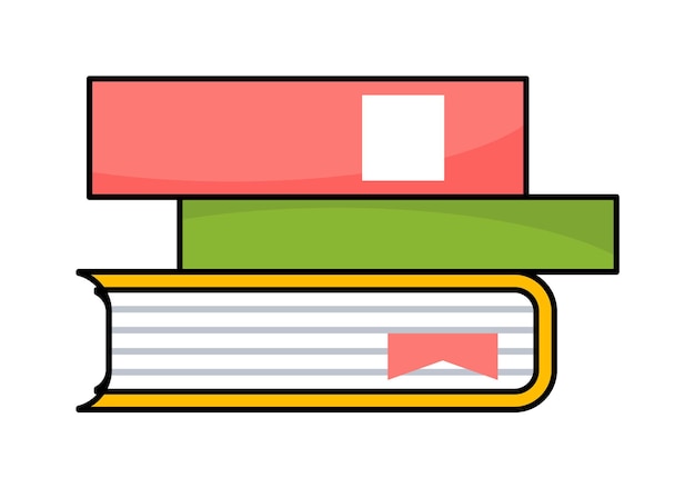 Set of colored books icons in cartoon style horizontal stack of books lying one on top of the other