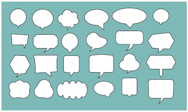 Set of colored different sketchy hand drawn thought and speech bubbles empty speech bubble hand dra