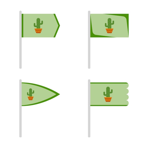 Set of colored Flags with Cactus