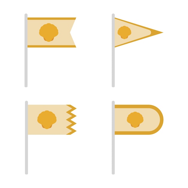 Set of colored Flags with Seashell