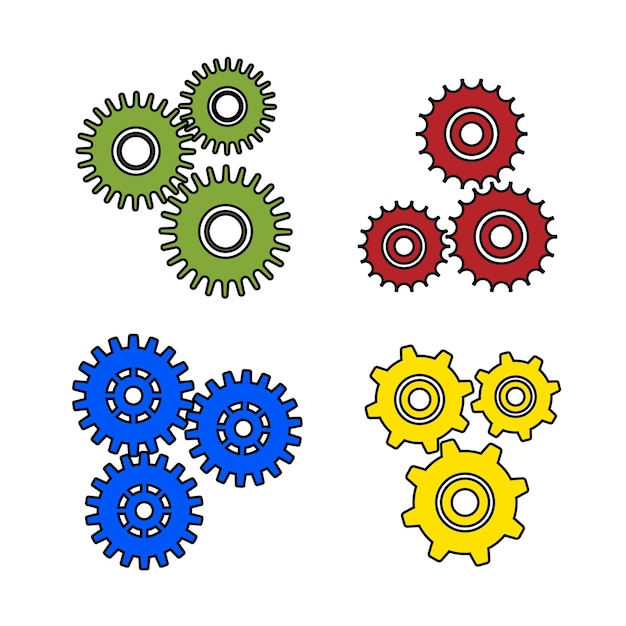 Set of colored gears icon