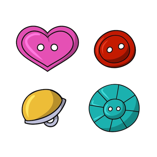 A set of colored icons decorative buttons for clothes vector cartoon