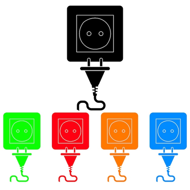 set of colored icons socket and plug