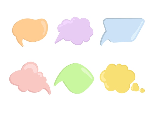 A set of colored message clouds Popup message bubbles Set of isolated vector message clouds Cute