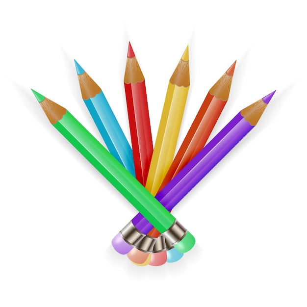 Set of colored pencils isolated on white background. Drawing tool. Back to school.Vector.