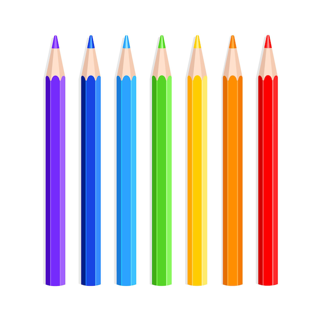 A set of colored pencils Vector illustration on white background