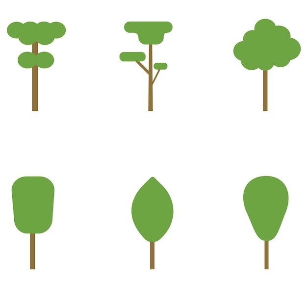 A set of colored pictographs of trees for an architectural map plan Green spaces