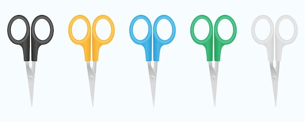 Set of colored scissors isolated on a white background