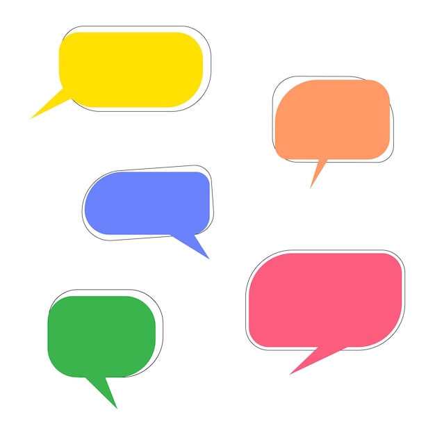 Set of colored speech bubbles for chat in different shapes.Comic cloud bubble silhouette,Vector icon