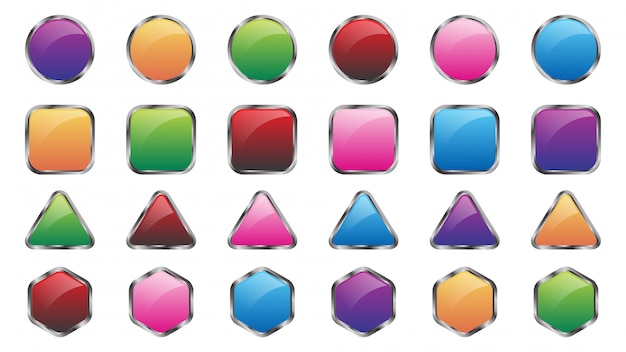 Set of colored web buttons  template