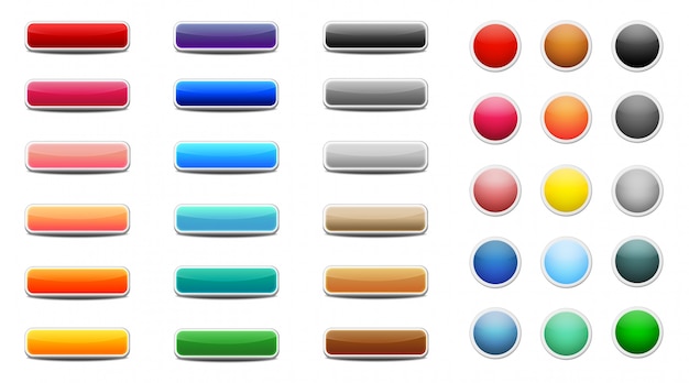 Set of colored web buttons