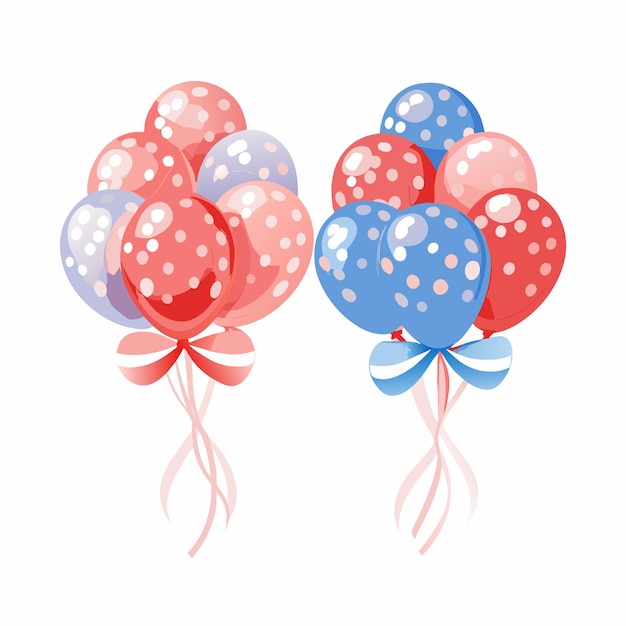 Vector a set of colorful balloons with confetti inside red and blue balloons with bow ribbon vector 12