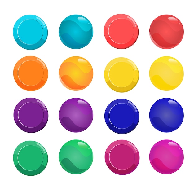 Set of colorful buttons for games and UI interface