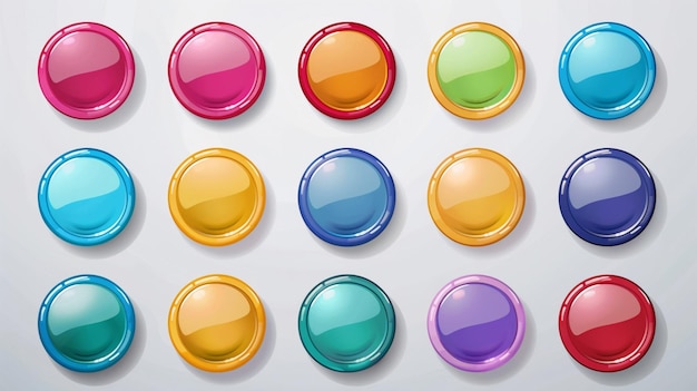 a set of colorful buttons with different colors on them