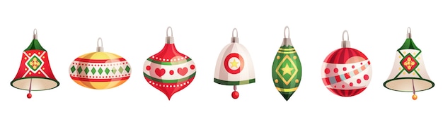 Set of colorful christmas tree toys