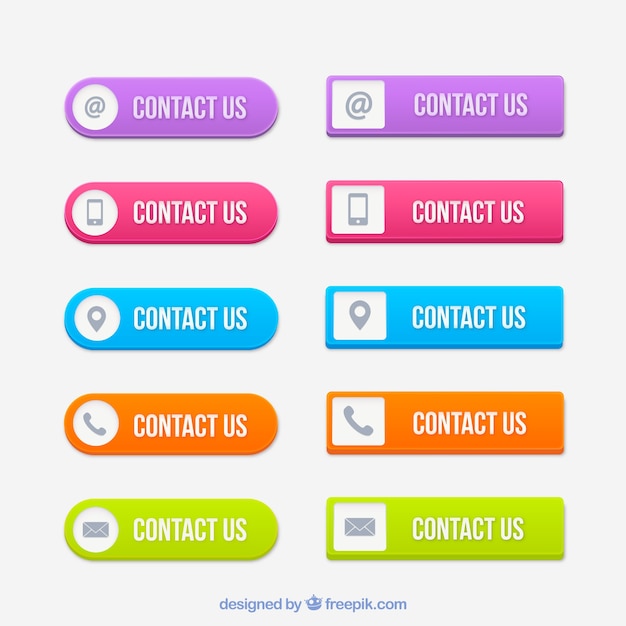 Set of colorful contact buttons