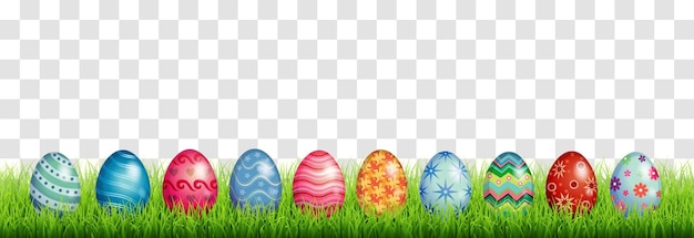 Vector set of colorful easter eggs isolated on png