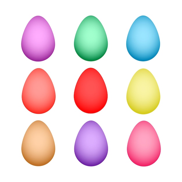 Set of colorful Easter eggs isolated on white background