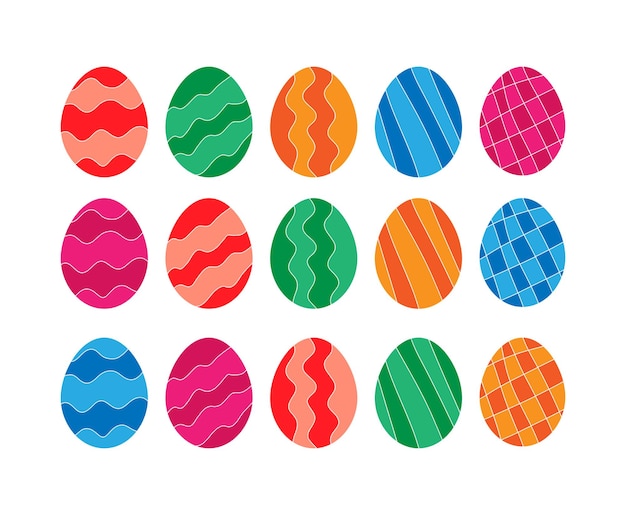 set of colorful easter eggs vector