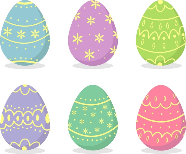 Set of colorful easter eggs on white background