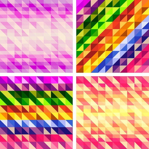 Set of colorful geometric textures, vector illustration