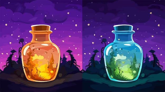 a set of colorful glass bottles with the words  sunset  on them