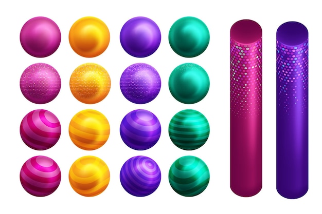 Set of colorful glossy spheres isolated