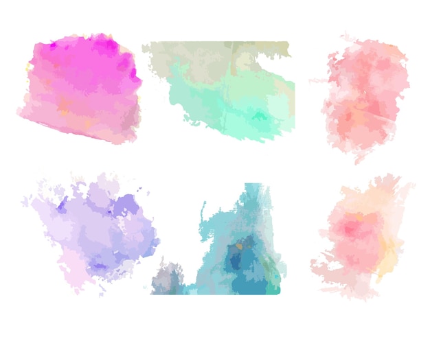 Set of colorful hand drawn watecolor paint background