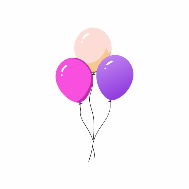 a set of colorful helium balloons solid color vector illustration