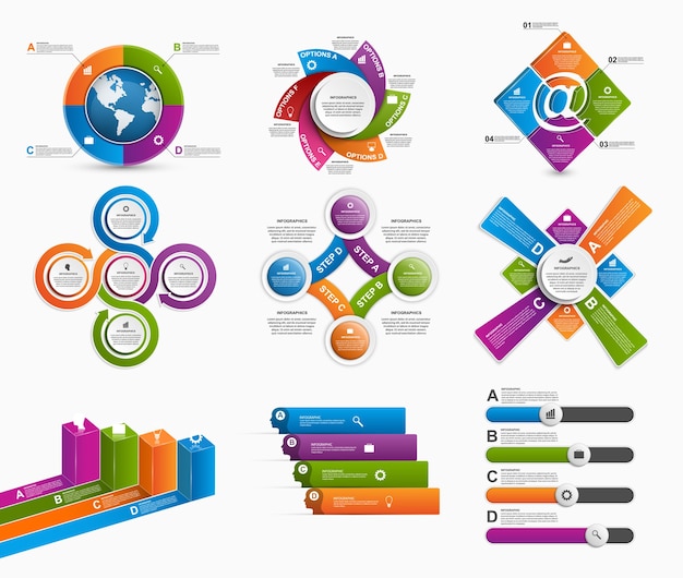 Vector set colorful infographics design elements.