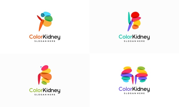 Set of Colorful Kidney Care logo designs concept vector Health Kidney logo template designs