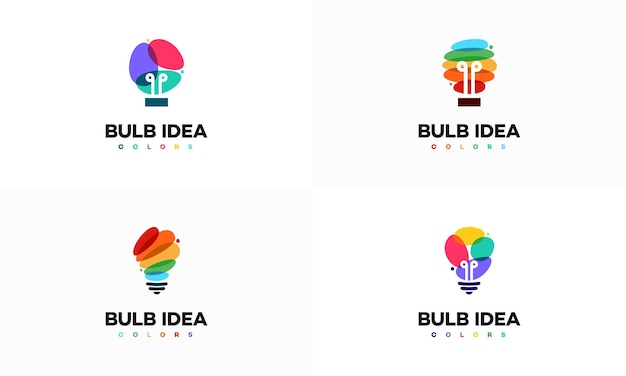 Set of Colorful lightbulb logo designs concept creative icon symbol technology logo bulb logo designs